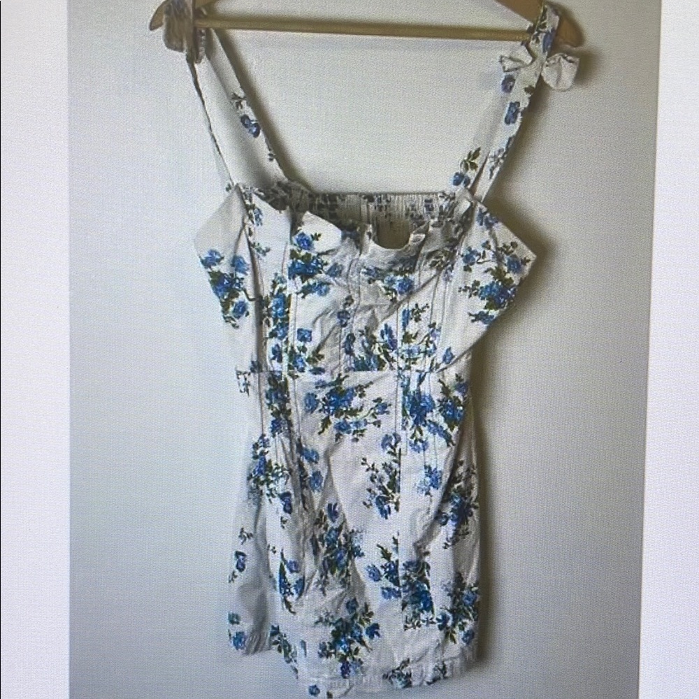 Floral White and Blue Women's Top